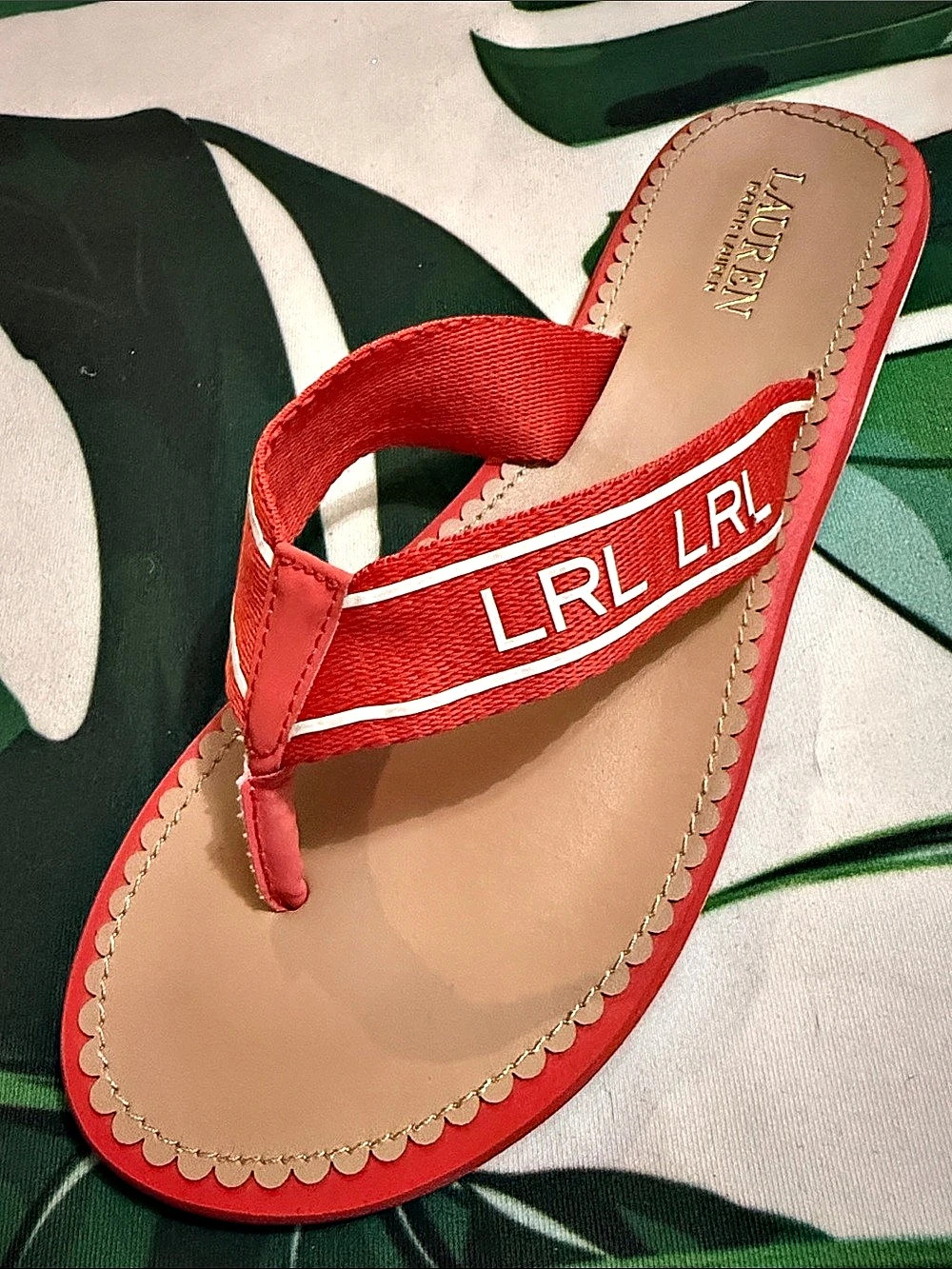 Lauren Ralph Lauren Red Logo Thong Sandals